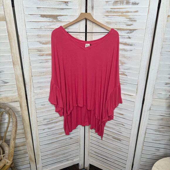 ANTHROPOLOGIE AKEMI + KIN Women's MED LARGE Capa Flutter Sleeve V Neck Top - Picture 15 of 15